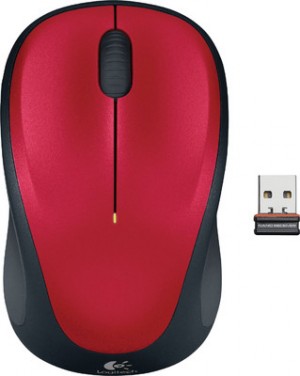 Logitech M235 Wireless Mouse Red Contoured design Glossy