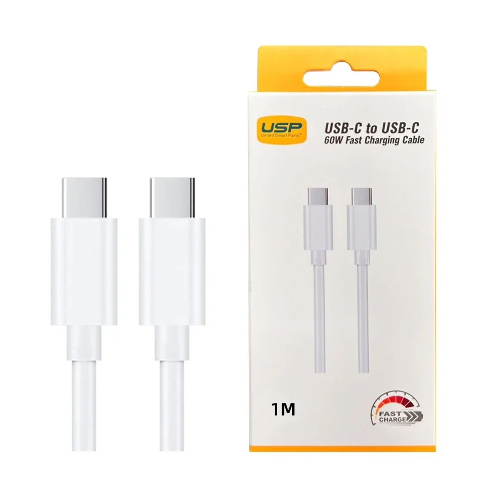 USP 60W USB-C to USB-C Mini Cable (1M) White - 3A