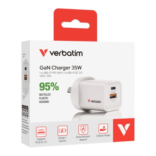 Verbatim 2 Port 35 Watt Portable GaN charger