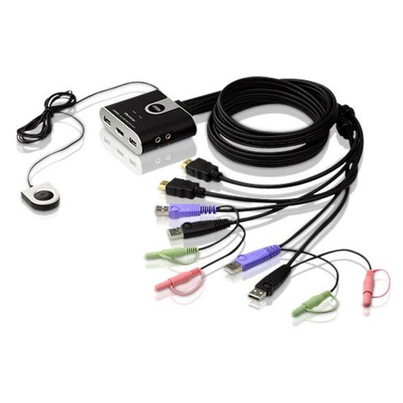 Aten Compact KVM Switch 2 Port Single Display HDMI w/ audio