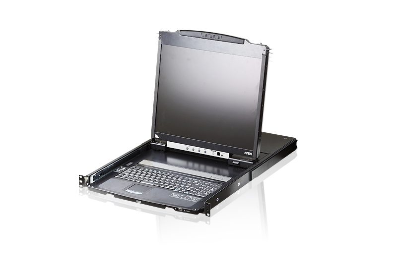 Aten Rackmount Dual Rail LCD Console VGA PS/2-USB w/ 19" LCD