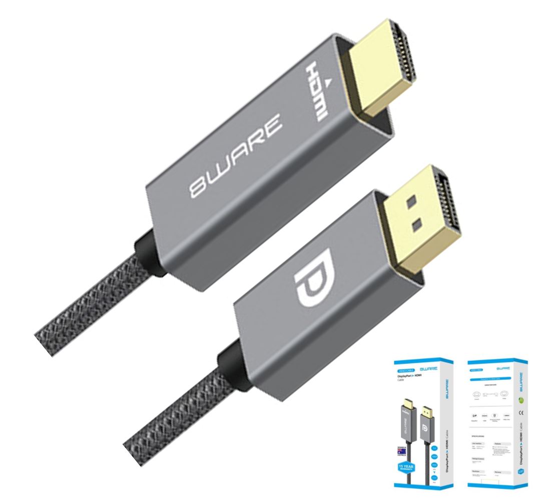 8ware 1m DisplayPort DP to HDMI Male to Male Adapter