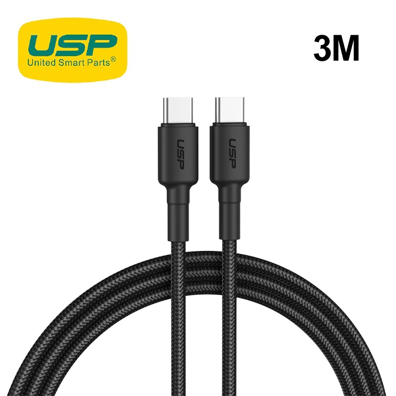 USP BoostUp Cafule Braided USB-C to USB-C Cable (3M) Black