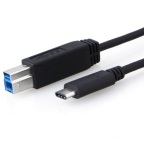 8Ware USB-C to USB-B Cable 1m Type-C to B Male to Male Black