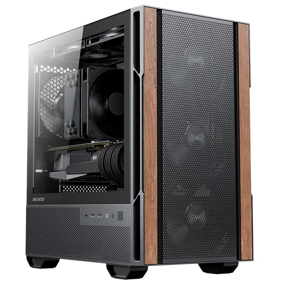 OKINOS Cypress 3 Genuine Walnut Wood MicroATX with 4×120mm