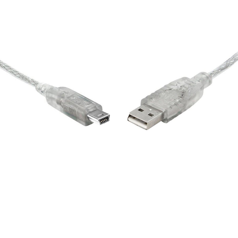 8Ware USB 2.0 Cable 3m A to B 5-pin Mini Transparent Metal