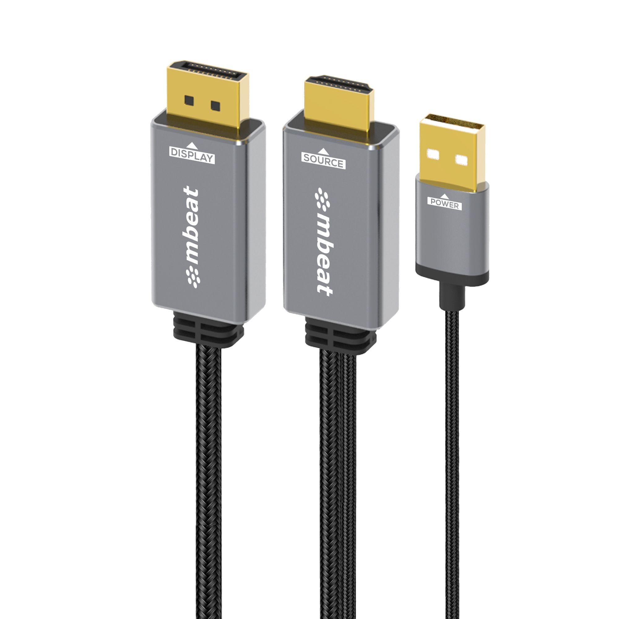 mbeat® Tough Link 1.8m HDMI to DisplayPort Cable with USB