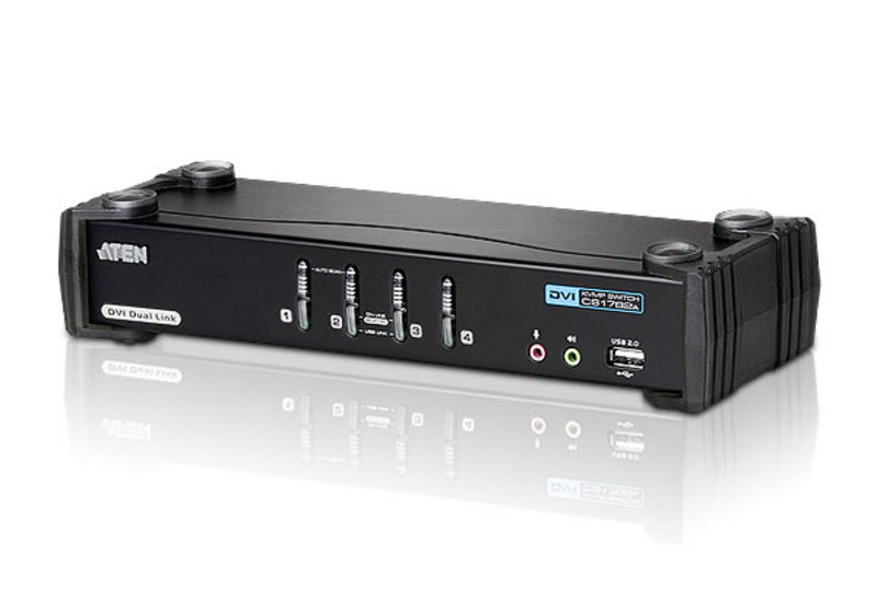 Aten Desktop KVMP Switch 4 Port Single Display DVI w/ 7.1