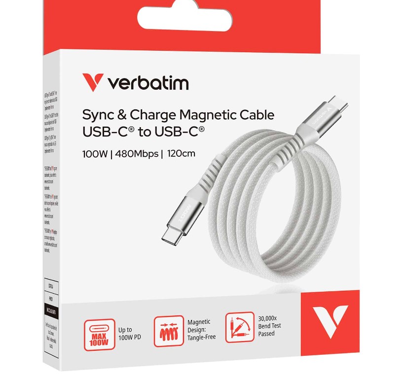 Verbatim Sync & Charge USB C to USB C 100W Magnetic 120 cm