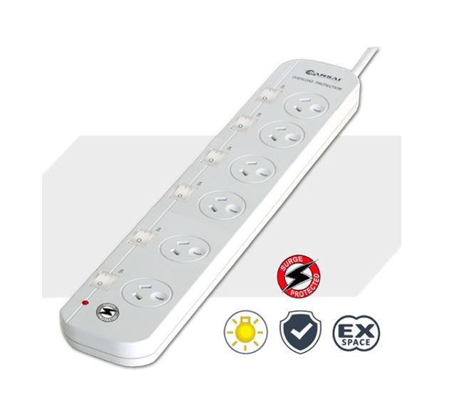 Sansai 6-Way Power Board (661SW) with Individual Switches