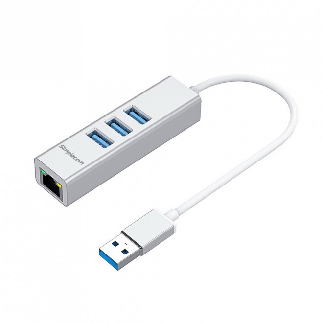 Simplecom CHN420 Silver Aluminium 3 Port SuperSpeed USB HUB