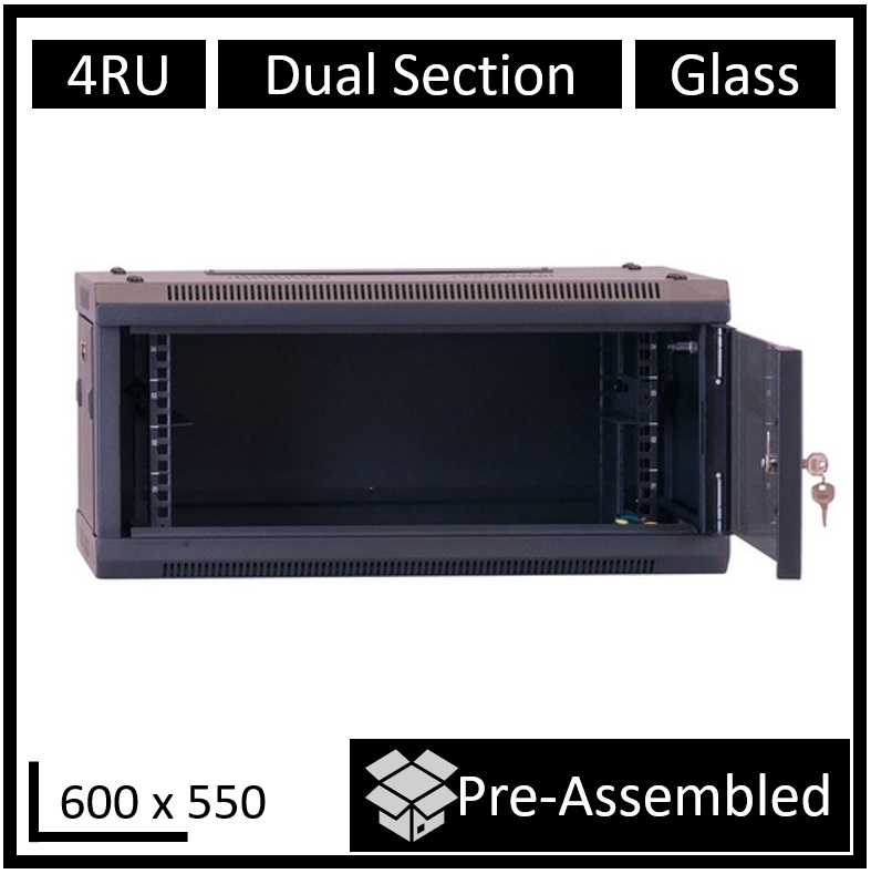 LDR Assembled 4U Hinged Wall Mount Cabinet (600mm x 550mm)