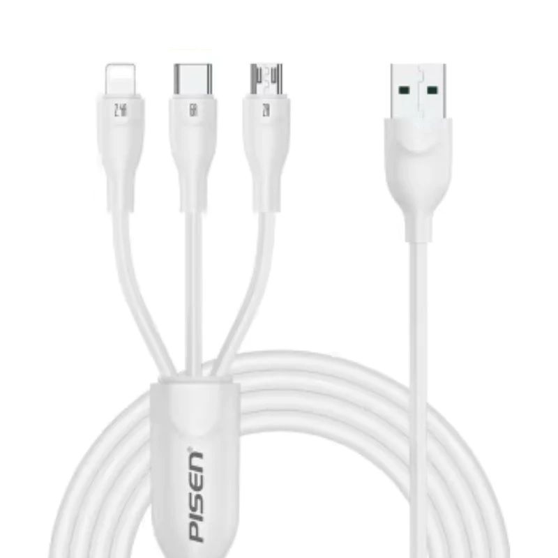 Pisen 3-in-1 USB-A to Lightning + USB-C + Micro-USB Cable