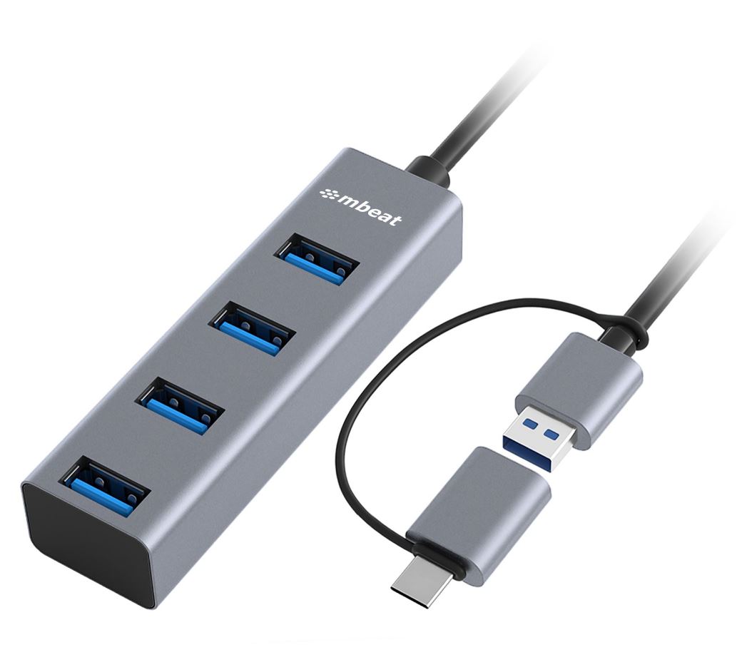 mbeat® 4-Port USB 3.0 Hub with 2-in-1 USB 3.0 & USB-C
