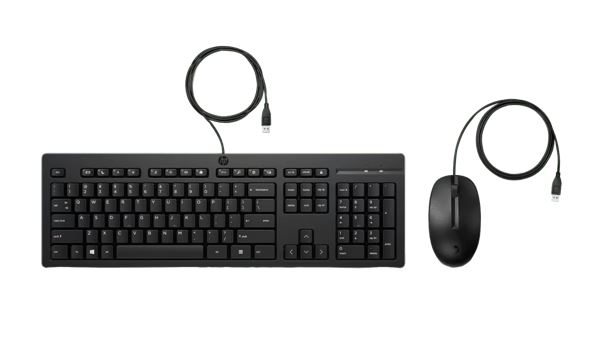 HP 225 USB Wired Desktop Keyboard Mouse Combo G2 USB-A Three