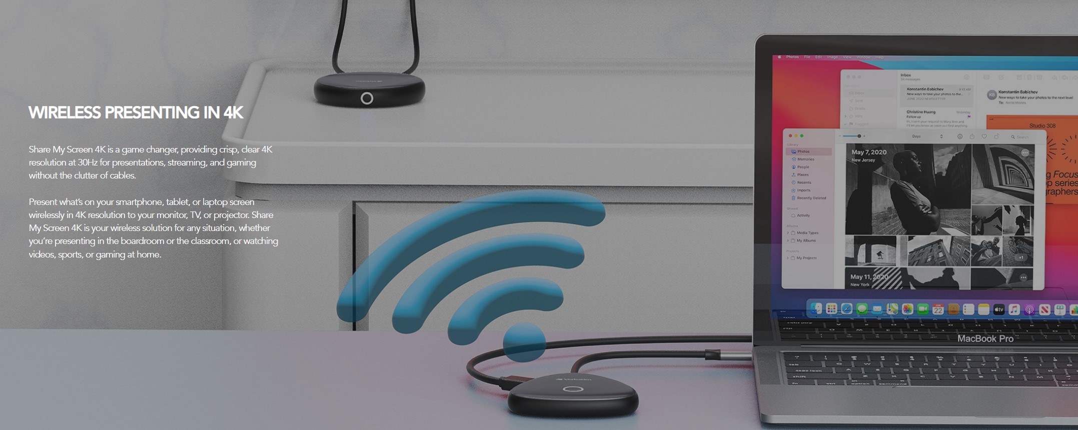 Verbatim 4K Wireless USB-C HDMI Adapter Dongle -Share My