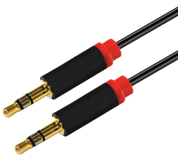 Astrotek 2m Stereo 3.5mm Flat Cable Male to Male Black with