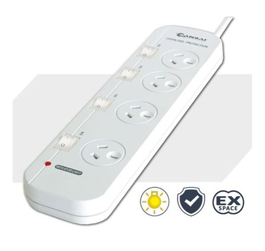 Sansai 4 Way Powerboard 4 Outlet 10A 240V Individually