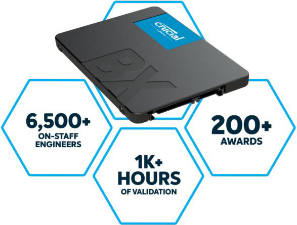 Crucial BX500 1TB 2.5' SATA3 6Gb/s SSD - 3D NAND 540/500MB/s