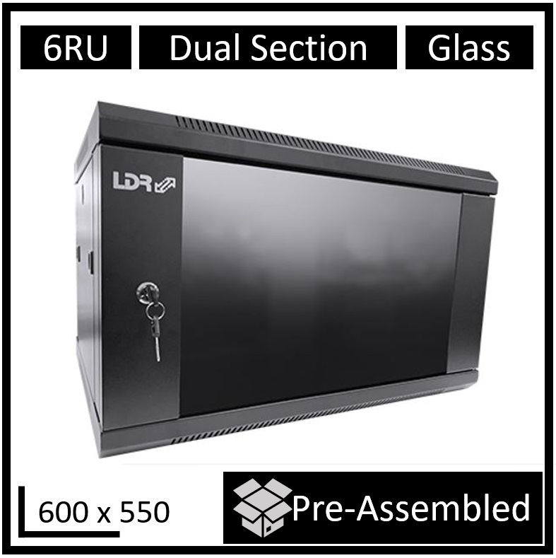 LDR Assembled 6U Hinged Wall Mount Cabinet (600mm x 550mm)