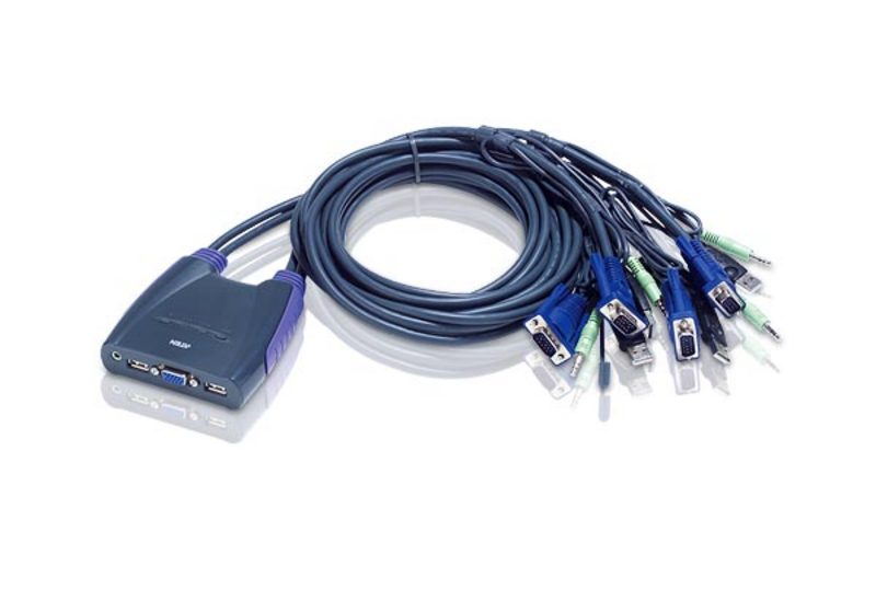 Aten Compact KVM Switch 4 Port Single Display VGA w/ audio