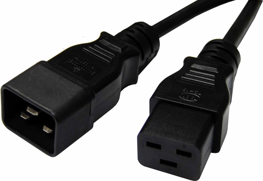 8Ware 1m Power Extension Cable Lead 15A IEC C19 to IEC C20