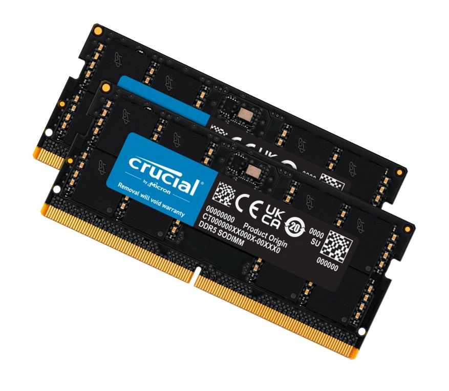 Crucial 16GB (2x8GB) DDR5 SODIMM 4800MHz C40 1.1V Notebook
