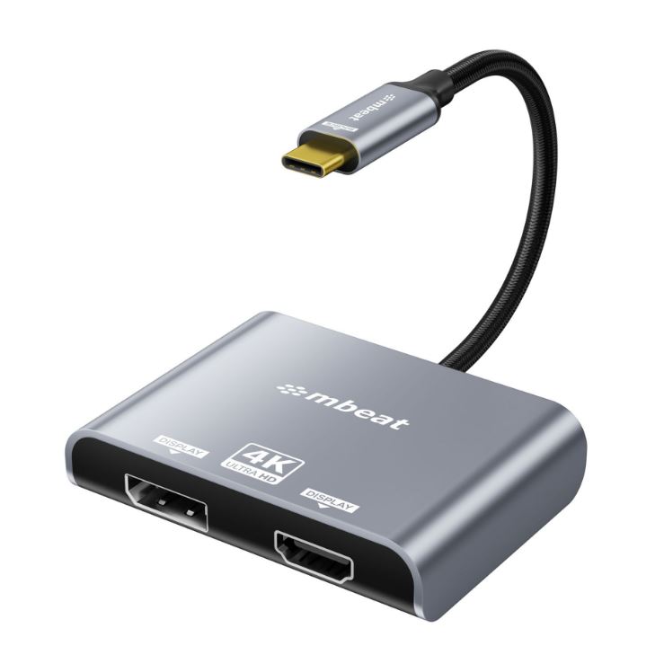 mbeat® Tough Link USB-C to DP&HDMI Dual 4K/60Hz MST Adapter