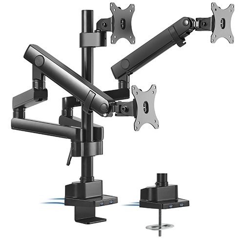 Brateck Triple Monitor Aluminum Slim Pole Held Mechanical