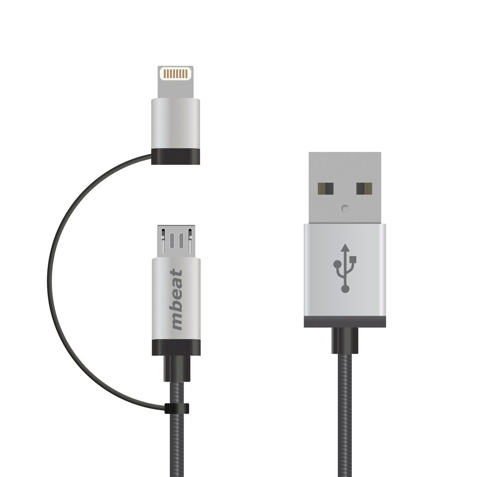 mbeat® 1m Lightning and Micro USB Data Cable - 2-in-1