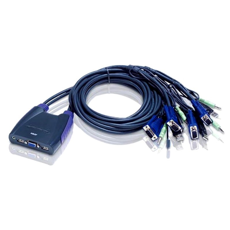 Aten Compact KVM Switch 4 Port Single Display VGA w/ audio
