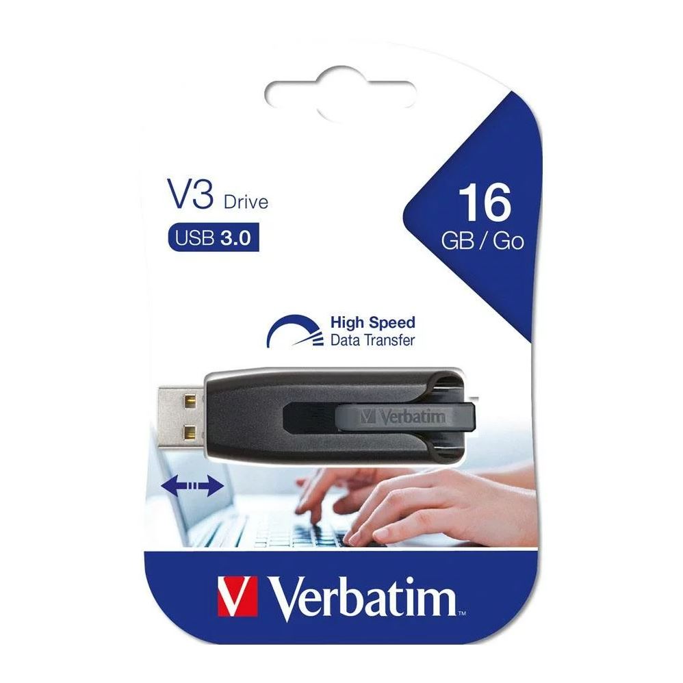 Verbatim 16GB V3 USB3.0 Grey Store'n'Go V3; Retractable USB