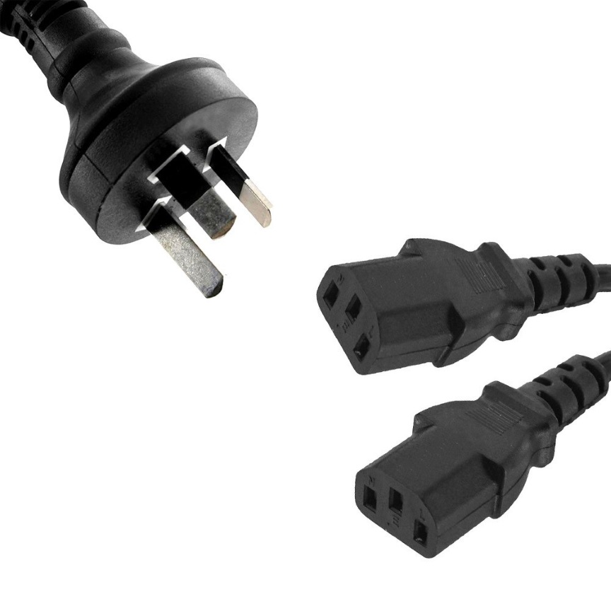 8ware 1m 10amp Y Split Power Cable with AU/NZ 3-pin Male