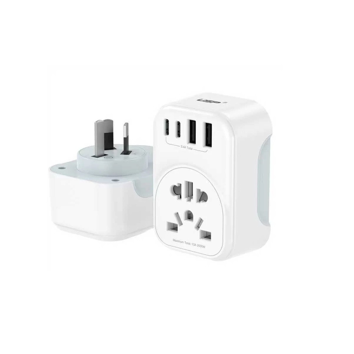 USP Australian Inbound Travel Adapter 2 USB-A + 2 USB-C + AC