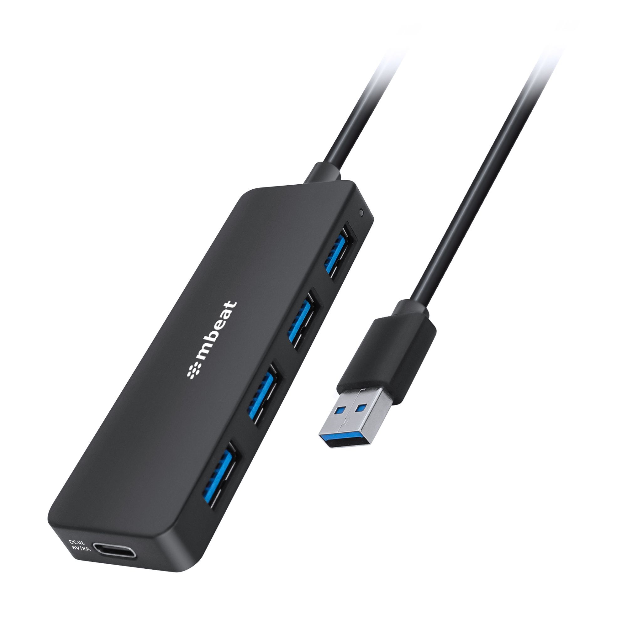 mbeat® 4-Port USB 3.0 Hub with USB-C DC Port Compact and
