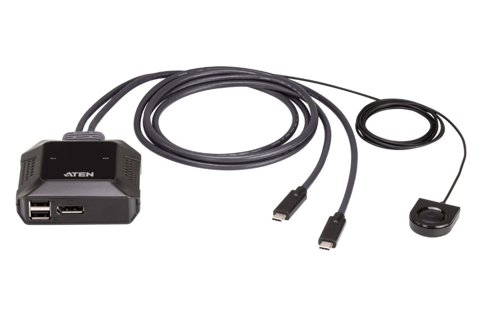 Aten 2-Port 4K DisplayPort USB-C Cable KVM Switch with