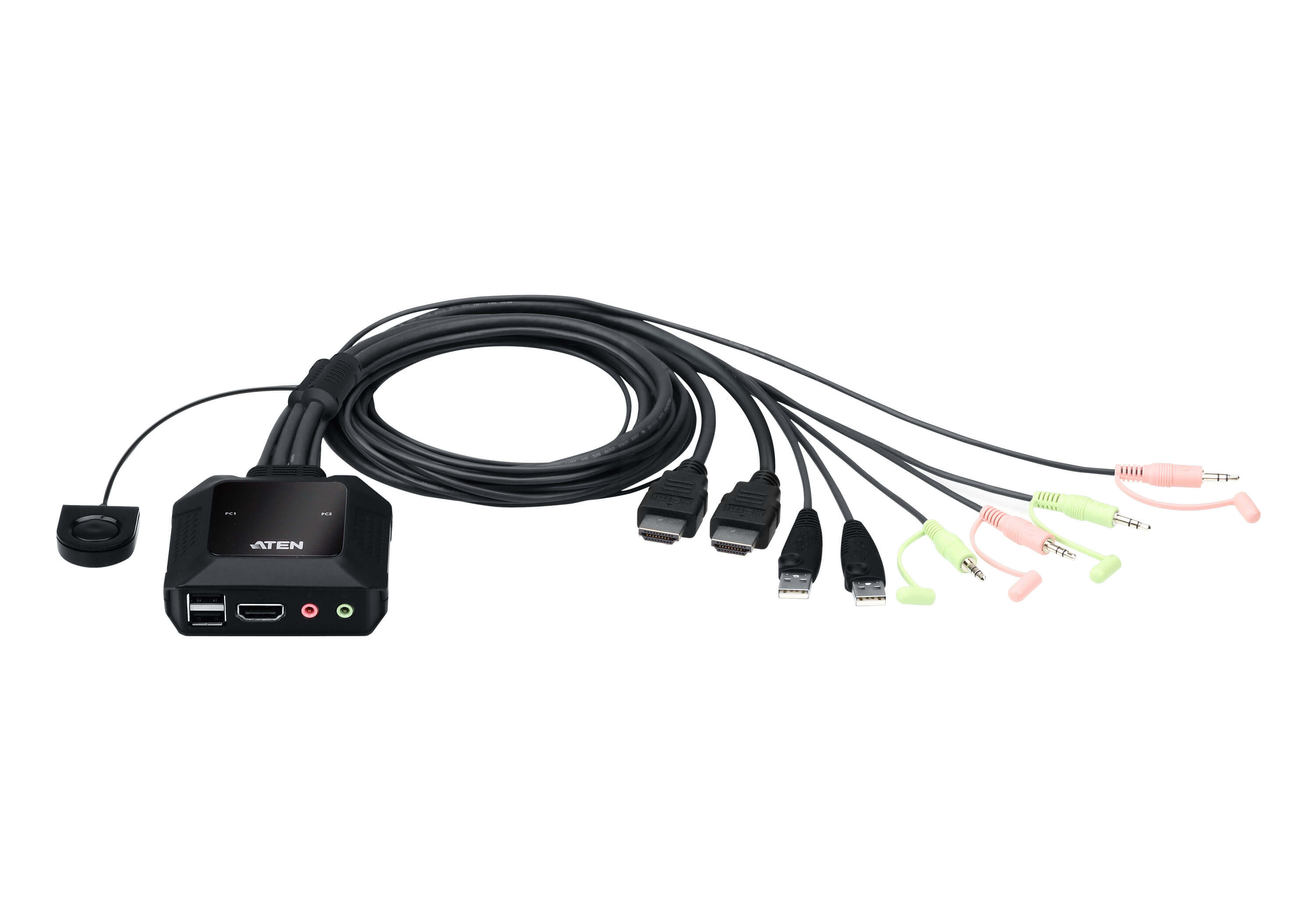 Aten 2 Port USB 4K @60Hz HDMI Cable KVM Switch with Remote