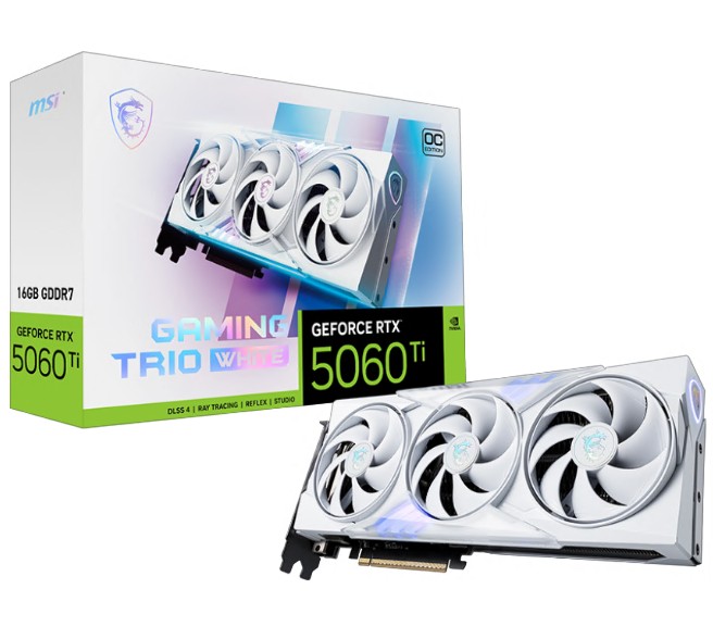 MSI nVidia GeForce RTX™ 5060 Ti 16G GAMING TRIO OC WHITE