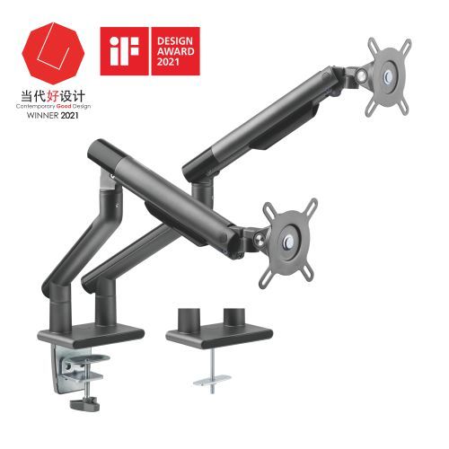 Brateck Dual Monitor Premium Slim Aluminum Spring-Assisted